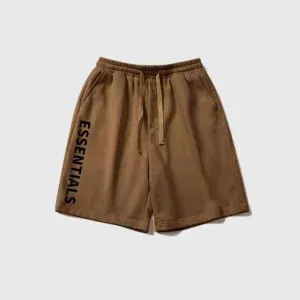 Brown Fear of God Essentials Logo Short